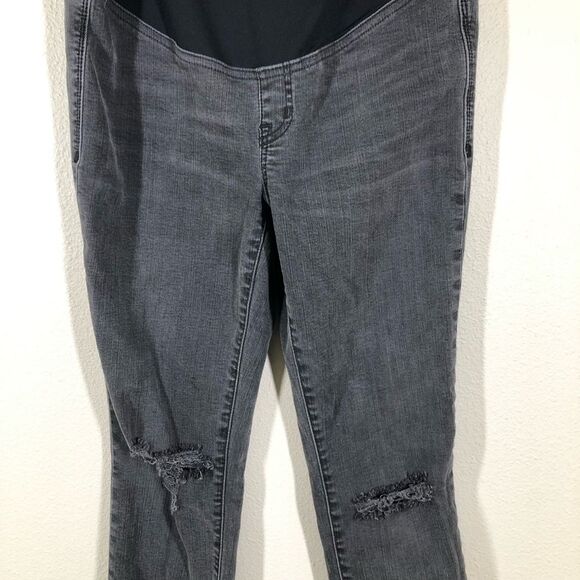 Madewell Maternity Over-the-Belly Skinny Jeans Distressed Washed Black 26 G7394 - Picture 2 of 9